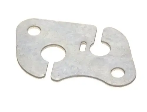 Metallene Befestigungsplatte von Bosch mit mehreren Öffnungen und vertiefter Aussparung, geeignet zur Verwendung in Heizungs- oder Zündsystemen.